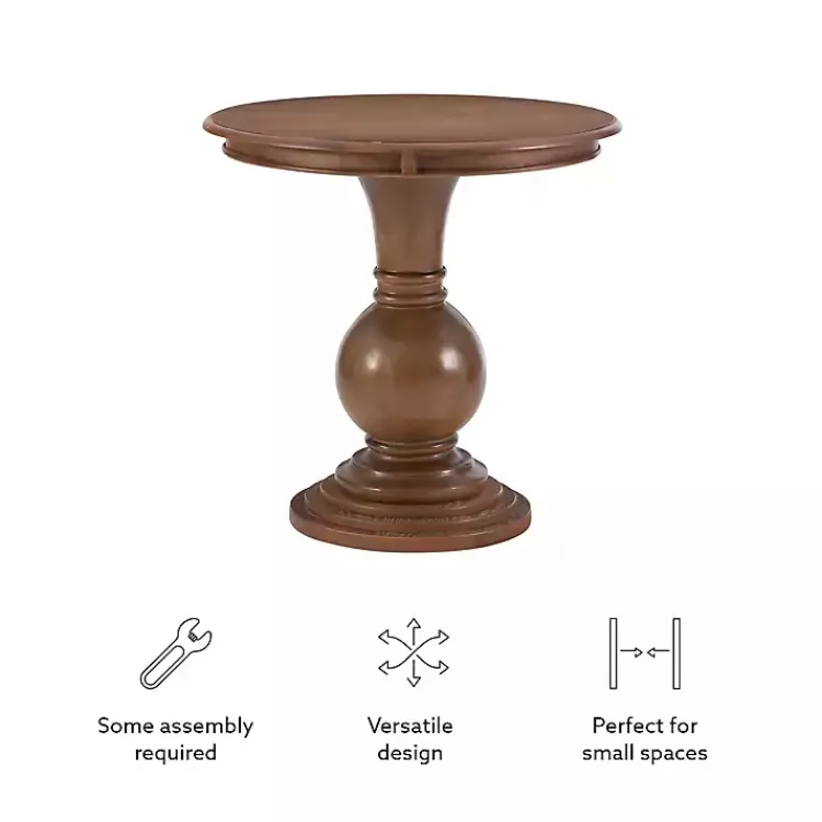 Kirklands Home Wood Round Base Side Table Brown
