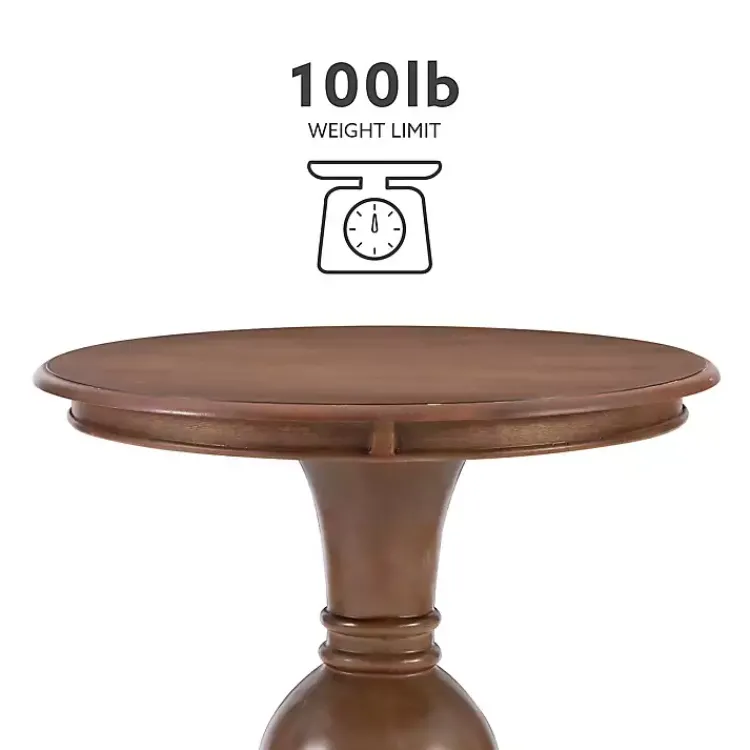 Kirklands Home Wood Round Base Side Table Brown
