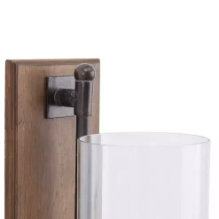 Sconces>Kirklands Home Brown Wood Sconce with Glass Holder