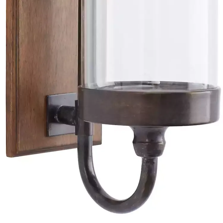Sconces>Kirklands Home Brown Wood Sconce with Glass Holder