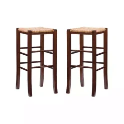 Kirklands Home Wood Seagrass Backless 2-pc. Bar Stool Set Brown Outlet
