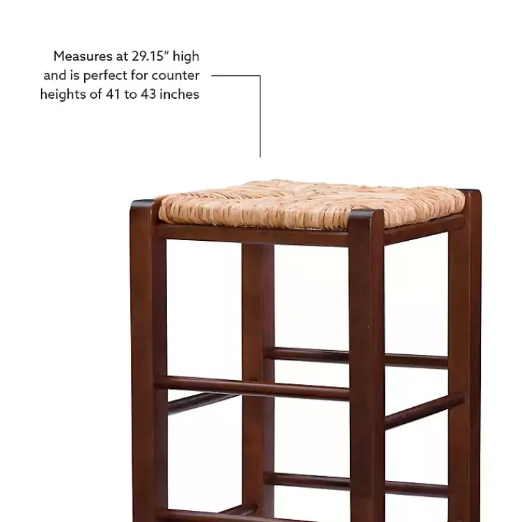 Kirklands Home Wood Seagrass Backless 2-pc. Bar Stool Set Brown Outlet