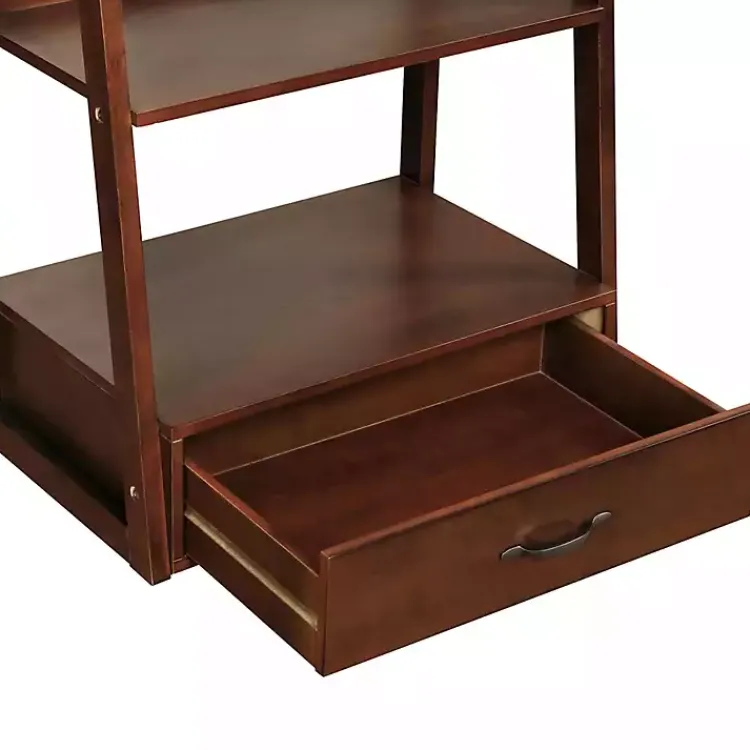 Kirklands Home Wood 5-Shelf Leaning Bookshelf Brown