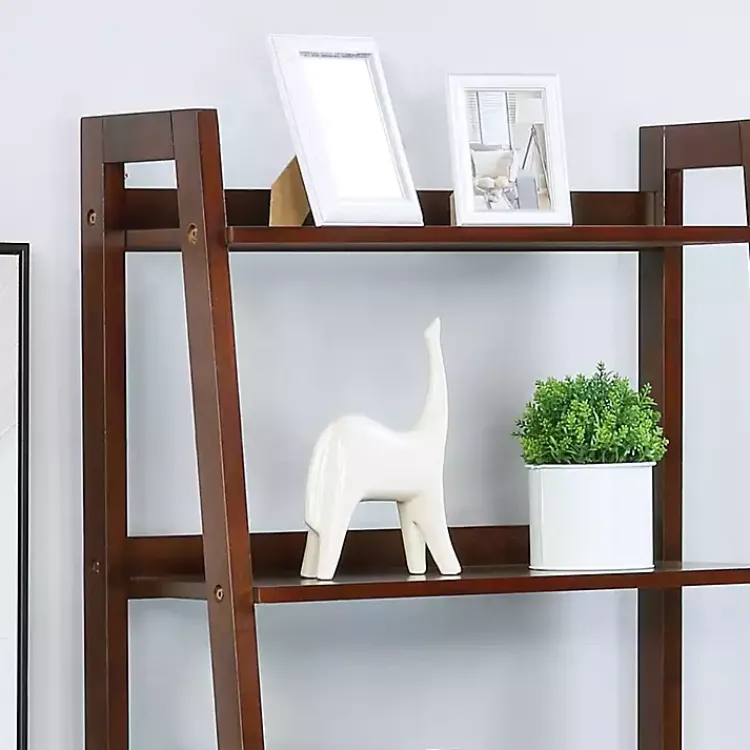 Kirklands Home Wood 5-Shelf Leaning Bookshelf Brown