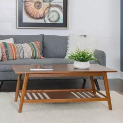 Kirklands Home Wood Slatted Bottom Shelf Coffee Table Brown Sale