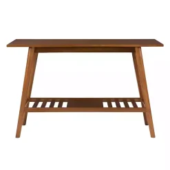 Kirklands Home Wood Slatted Bottom Shelf Console Table Brown