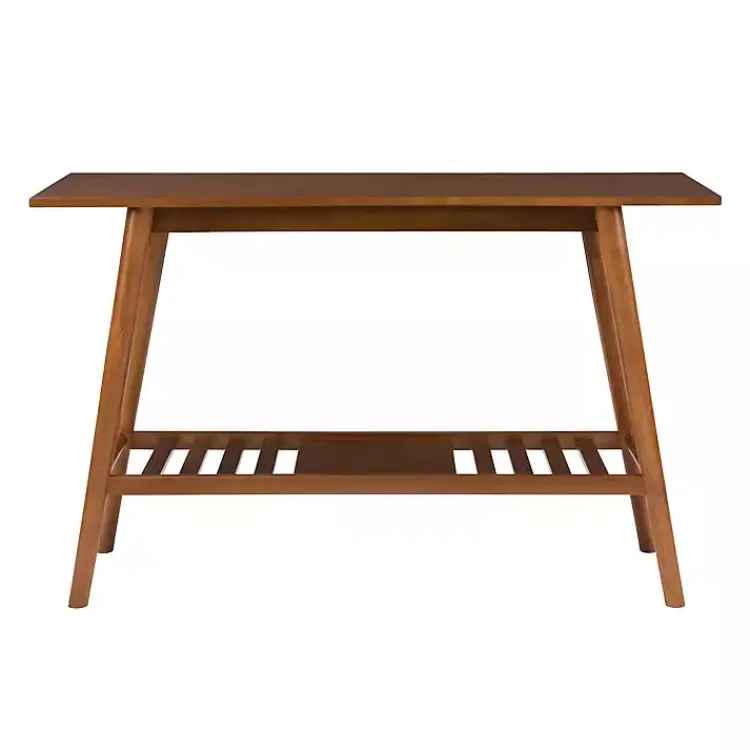 Kirklands Home Wood Slatted Bottom Shelf Console Table Brown
