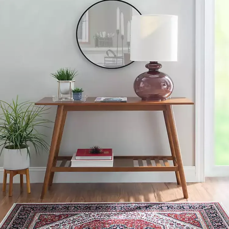 Kirklands Home Wood Slatted Bottom Shelf Console Table Brown