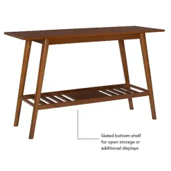 Kirklands Home Wood Slatted Bottom Shelf Console Table Brown
