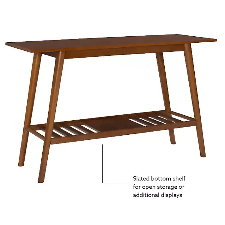 Kirklands Home Wood Slatted Bottom Shelf Console Table Brown