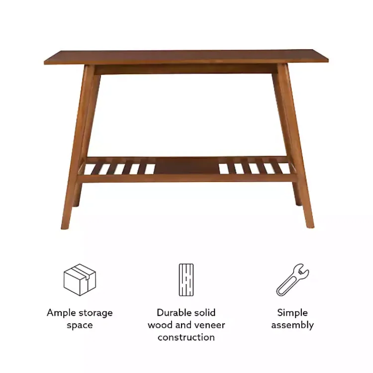 Kirklands Home Wood Slatted Bottom Shelf Console Table Brown
