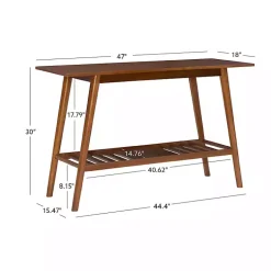 Kirklands Home Wood Slatted Bottom Shelf Console Table Brown