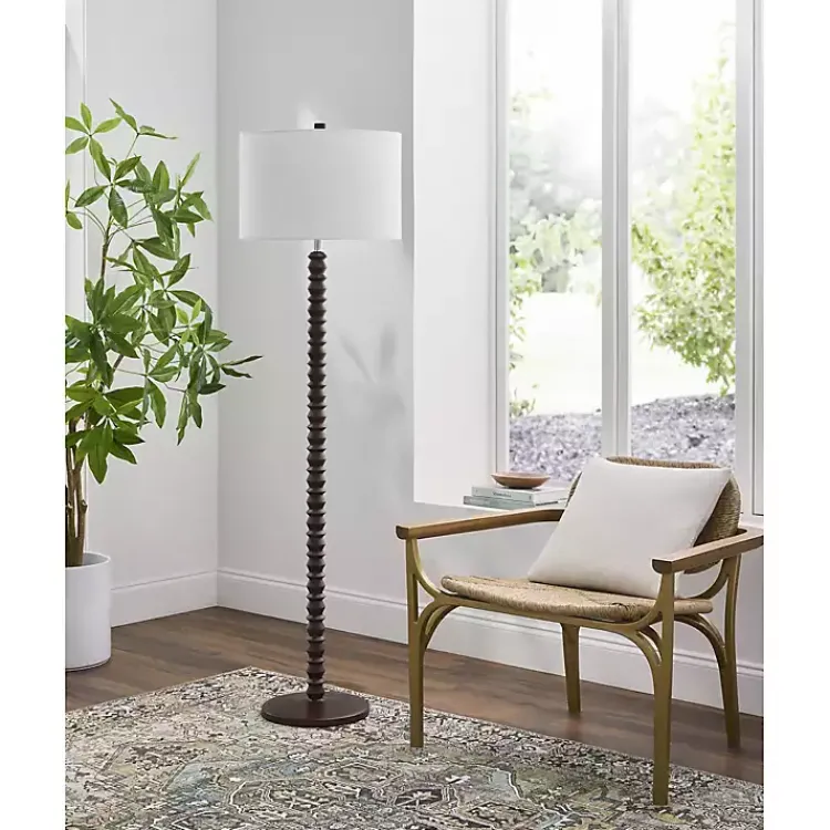 Kirklands Home Wood Spindle Paduak Floor Lamp Brown Clearance