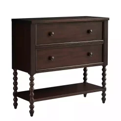 Kirklands Home Wood Turned Legs 2-Drawer Chest Brown Hot