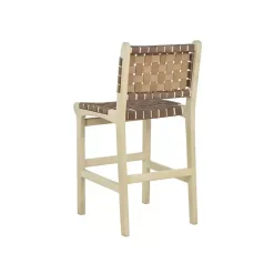 Kirklands Home Woven Leather Wooden Counter Stool Brown Hot