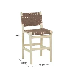 Kirklands Home Woven Leather Wooden Counter Stool Brown Hot