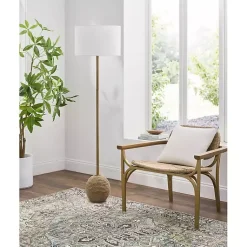 Kirklands Home Brown Woven Marni Floor Lamp White Clearance