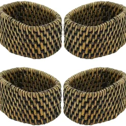 Kirklands Home Woven Rattan Oval Napkin Rings, Set of 4 Brown Hot