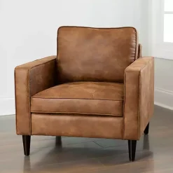 Kirklands Home Wyatt Faux Leather Armchair Brown New