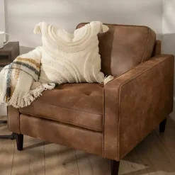Kirklands Home Wyatt Faux Leather Armchair Brown New