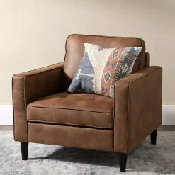 Kirklands Home Wyatt Faux Leather Armchair Brown New