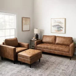 Kirklands Home Wyatt Faux Leather Sofa Brown Discount