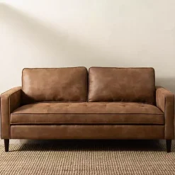 Kirklands Home Wyatt Faux Leather Sofa Brown Discount