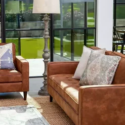 Kirklands Home Wyatt Faux Leather Sofa Brown Discount