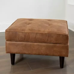 Kirklands Home Wyatt Faux Leather Ottoman Brown Best