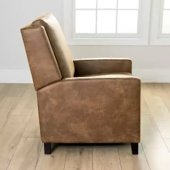 Kirklands Home Wyatt Faux Leather Recliner Brown New