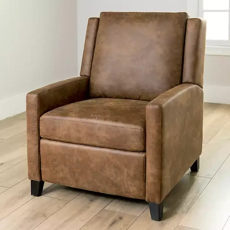 Kirklands Home Wyatt Faux Leather Recliner Brown New