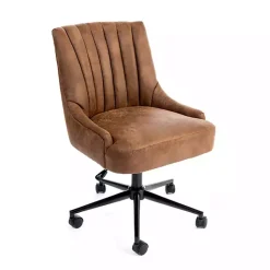 Kirklands Home Wyatt Faux Leather Swivel Office Chair Brown Best