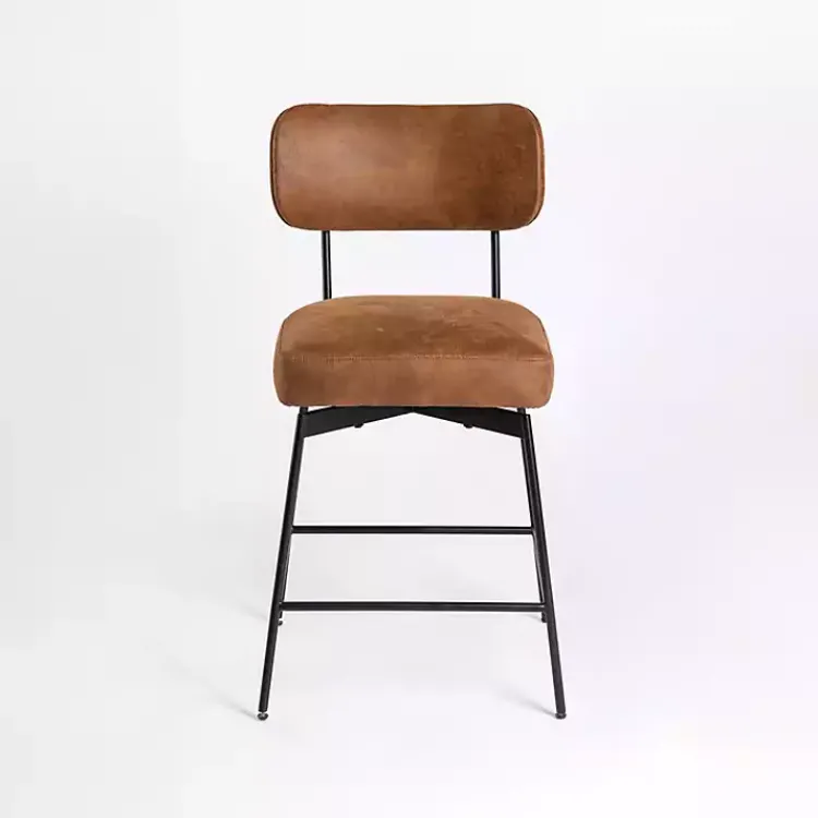 Kirklands Home Wyatt Faux Leather Swivel Counter Stool Brown
