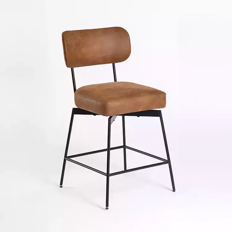 Kirklands Home Wyatt Faux Leather Swivel Counter Stool Brown