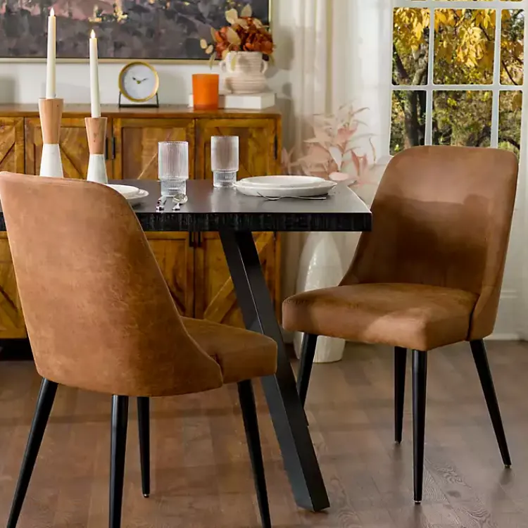 Kirklands Home Wyatt Faux Leather Dining Chair Brown Clearance
