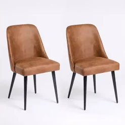 Kirklands Home Wyatt Faux Leather Dining Chairs, Set of 2 Brown New