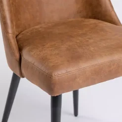 Kirklands Home Wyatt Faux Leather Dining Chairs, Set of 2 Brown New