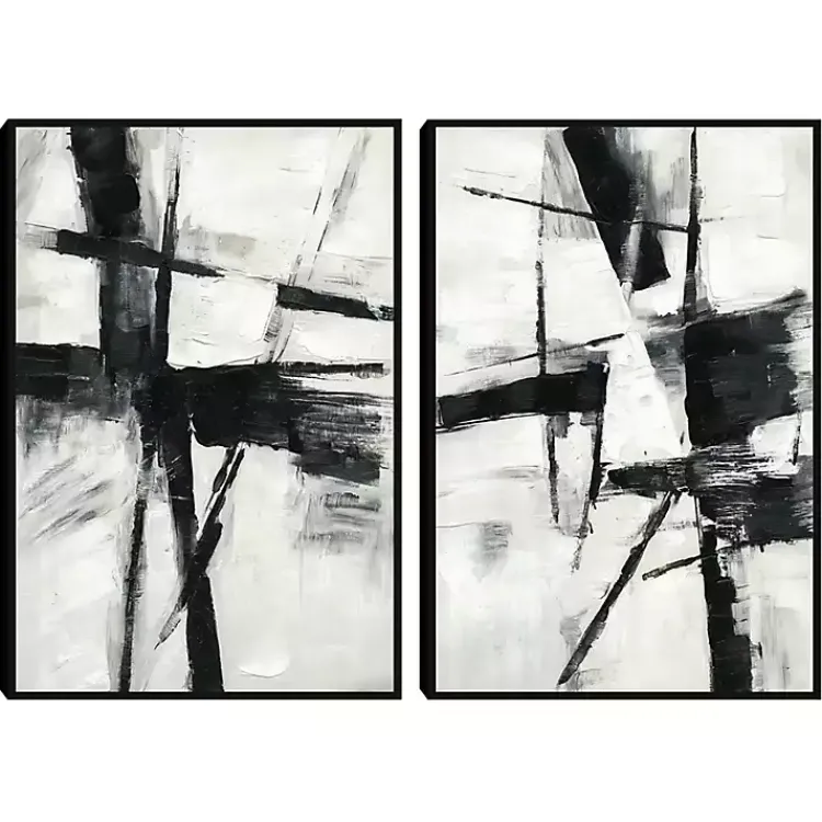 Kirklands Home Brushed Away Framed Canvas Art Prints, Set of 2 New