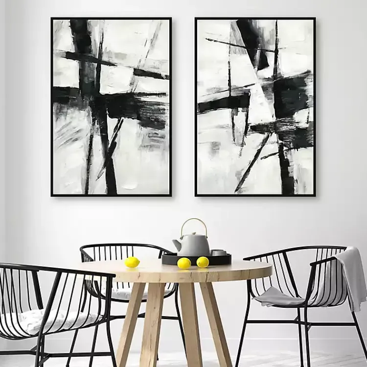 Kirklands Home Brushed Away Framed Canvas Art Prints, Set of 2 New