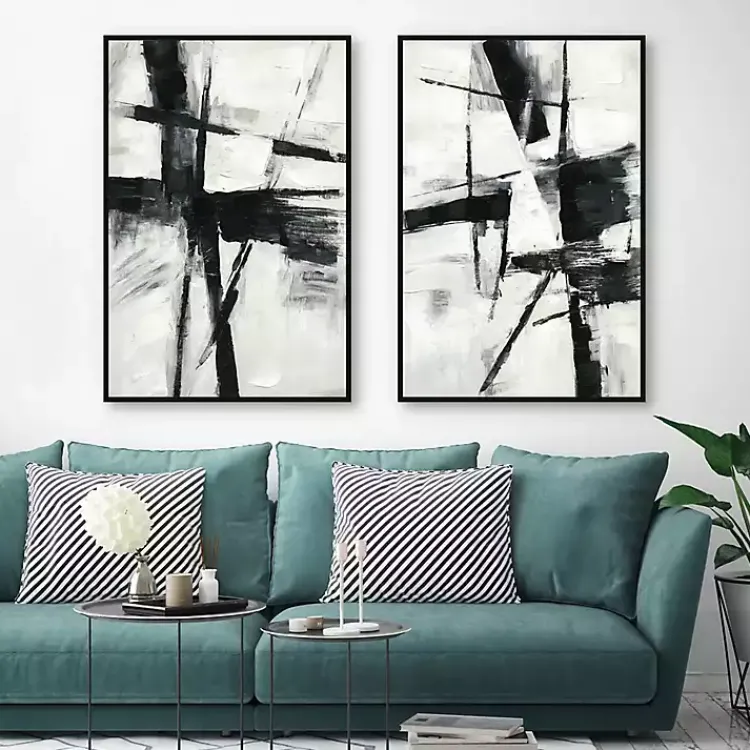Kirklands Home Brushed Away Framed Canvas Art Prints, Set of 2 New