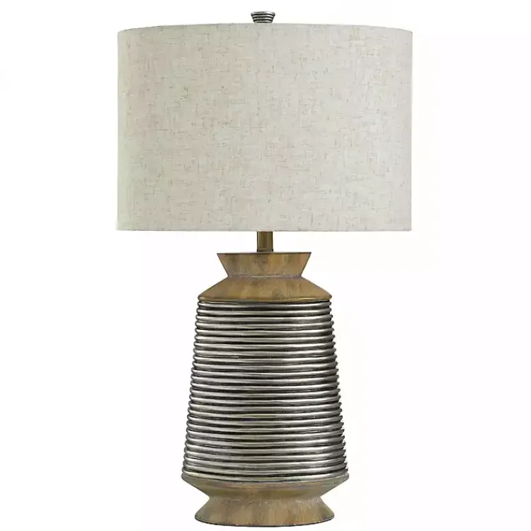 Kirklands Home Brushed Gold Ribbed Table Lamp Ivory Discount
