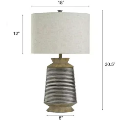 Kirklands Home Brushed Gold Ribbed Table Lamp Ivory Discount
