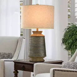Kirklands Home Brushed Gold Ribbed Table Lamp Ivory Discount