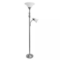 Kirklands Home Brushed Nickel Base Marble Glass Shade Floor Lamp Gray Discount