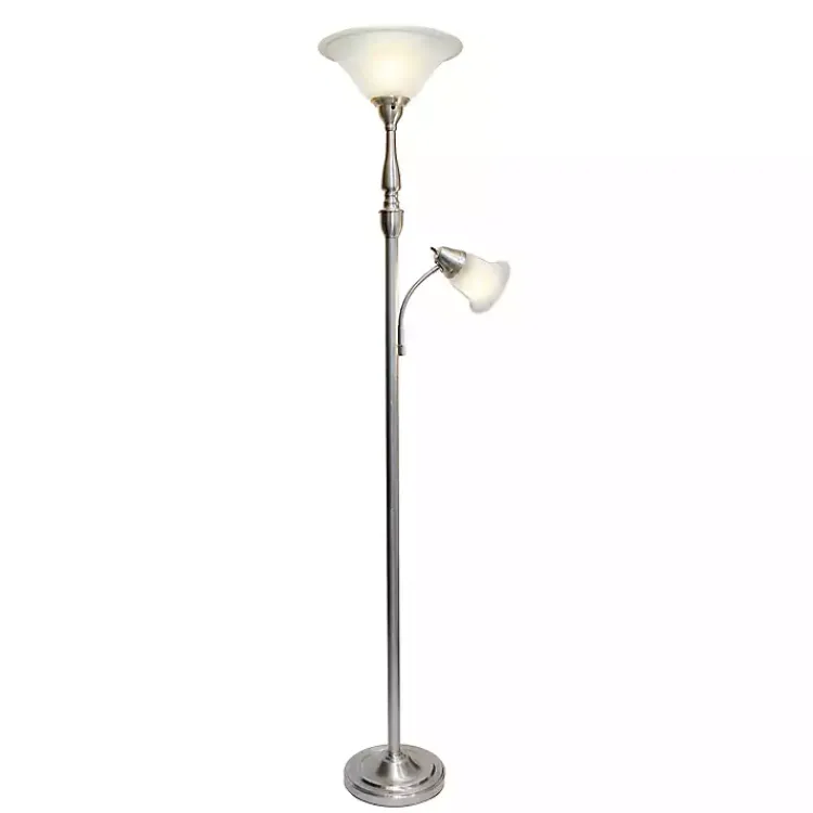 Kirklands Home Brushed Nickel Base Marble Glass Shade Floor Lamp Gray Discount