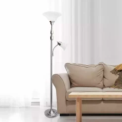 Kirklands Home Brushed Nickel Base Marble Glass Shade Floor Lamp Gray Discount