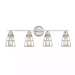 Kirklands Home Brushed Nickel Cage Shade Vanity Light Silver Outlet
