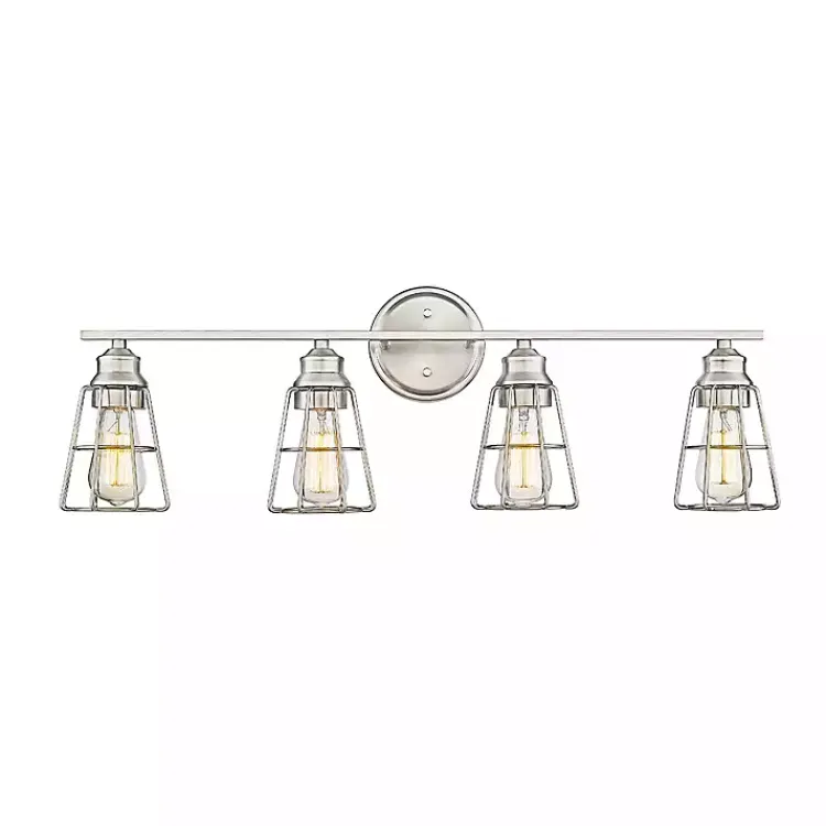 Kirklands Home Brushed Nickel Cage Shade Vanity Light Silver Outlet