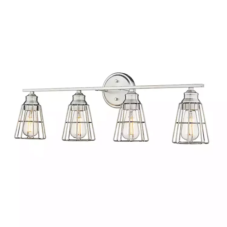 Kirklands Home Brushed Nickel Cage Shade Vanity Light Silver Outlet