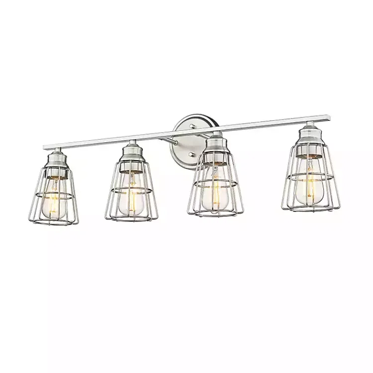 Kirklands Home Brushed Nickel Cage Shade Vanity Light Silver Outlet